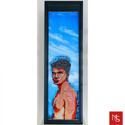 Handweaving, wool, cotton silk, fishline
Digital software
Background video
$60,000